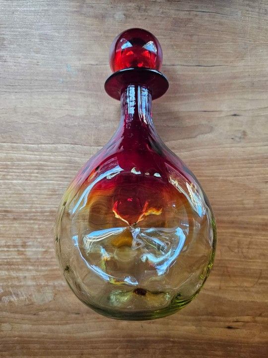 Blenko Antique Glass Cadmium Decanter