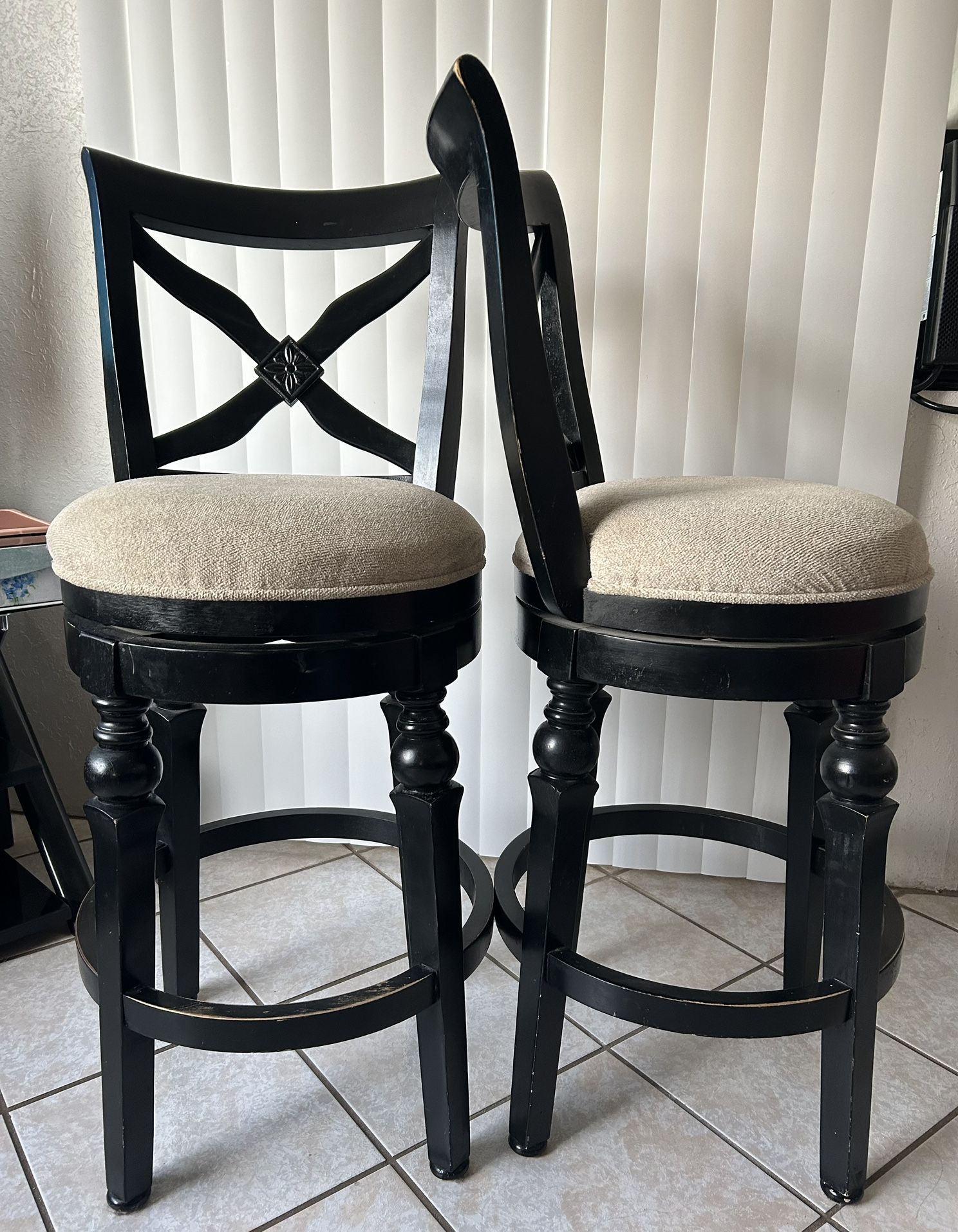 SET OF TWO SWIVEL BAR STOOLS