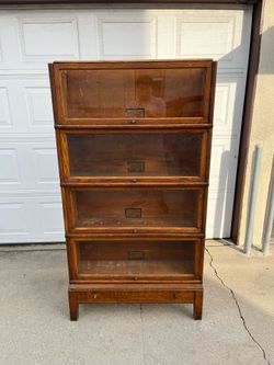 Vintage 1920s Lawyer Solid Wood Barrister Bookcase Shelves 34x12x35h Antique