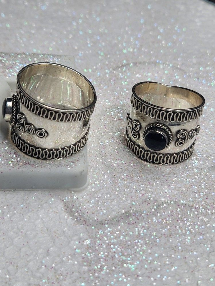 Bohemian onix sterling silver rings Sizes 9 1/2 And 10 1/2