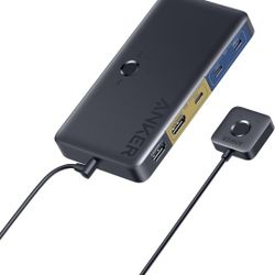 Anker USB 3.0 HDMI KVM Switch, 5 USB 3.0 Ports, Supports 4K@60Hz, Magnetic Remote Button for One-Click Switch Between Laptop and Desktop, Works with D