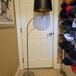 Curved Silver Floor Lamp (shade included)