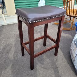 Leather Bar Stool Solid Wood