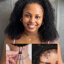 Human Hair 4C Kinky Curly Half Wig – Glueless – Natural Look – 14” – New