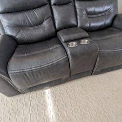 Power Leather Loveseat 