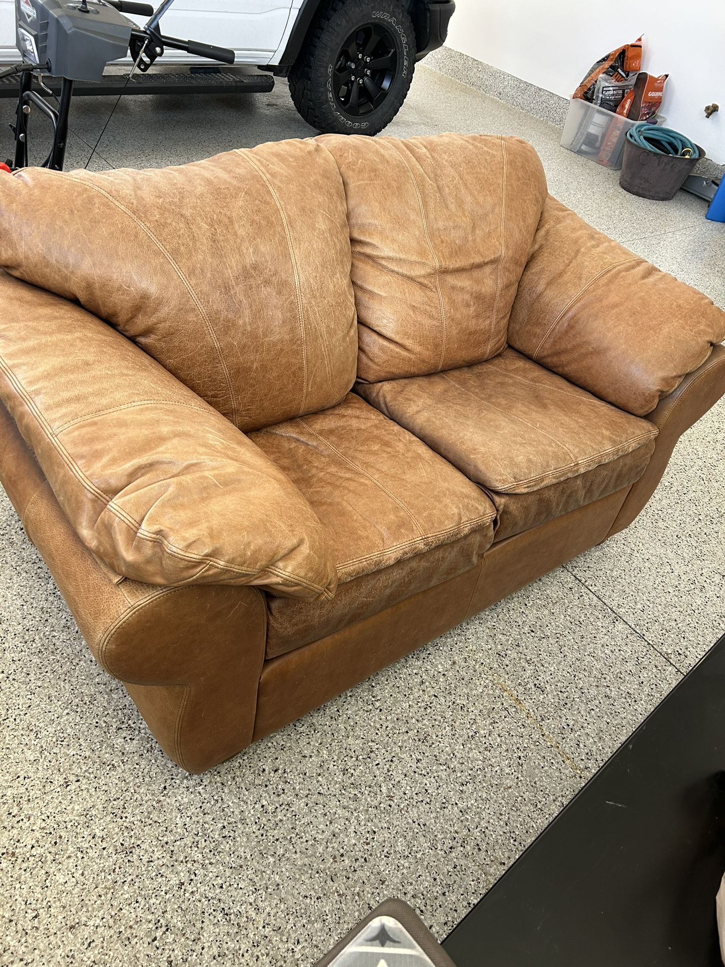 Plush Leather Loveseat
