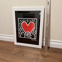 Keith Haring Framed Heart Art Print