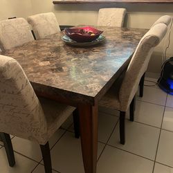 Marble Brown 10-Piece Dining Room Set