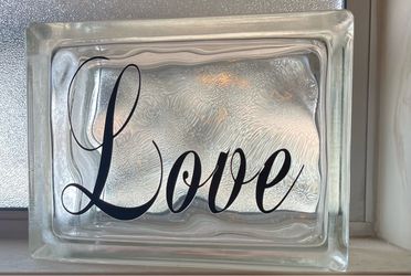Glass Block with Love Vinyl Decal