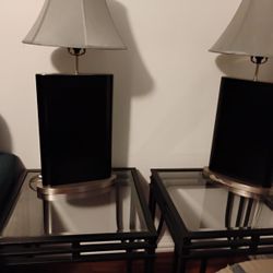 2 End Tables and 2 Lamps 