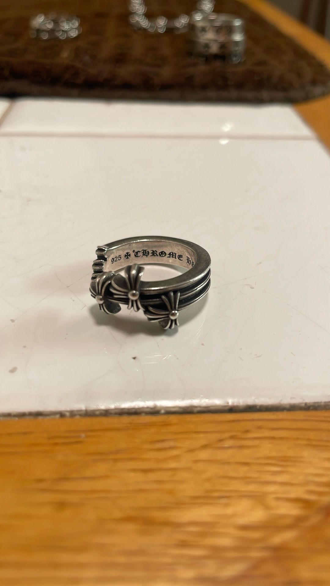 Chrome Heart Size 7 And 8 Two Available Triple Cross Silver Curve Ring 3