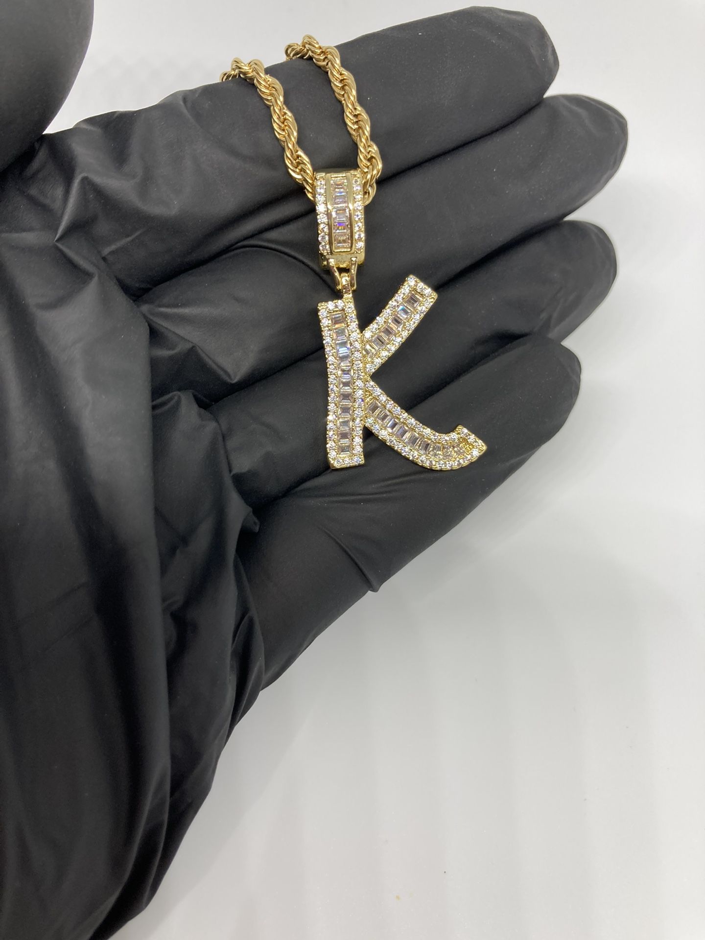 18k Gold Pendant Necklace Initial Letter k Name Necklace 