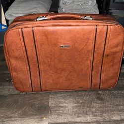 Vintage Brown Leather Samosite Luggage Carry On Travel Bag