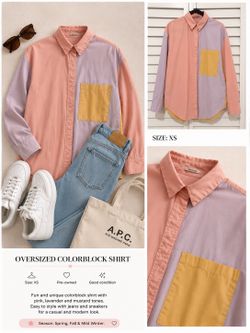 ABERCROMBIE & FITCH OVERSIZED COLORBLOCK SHIRT