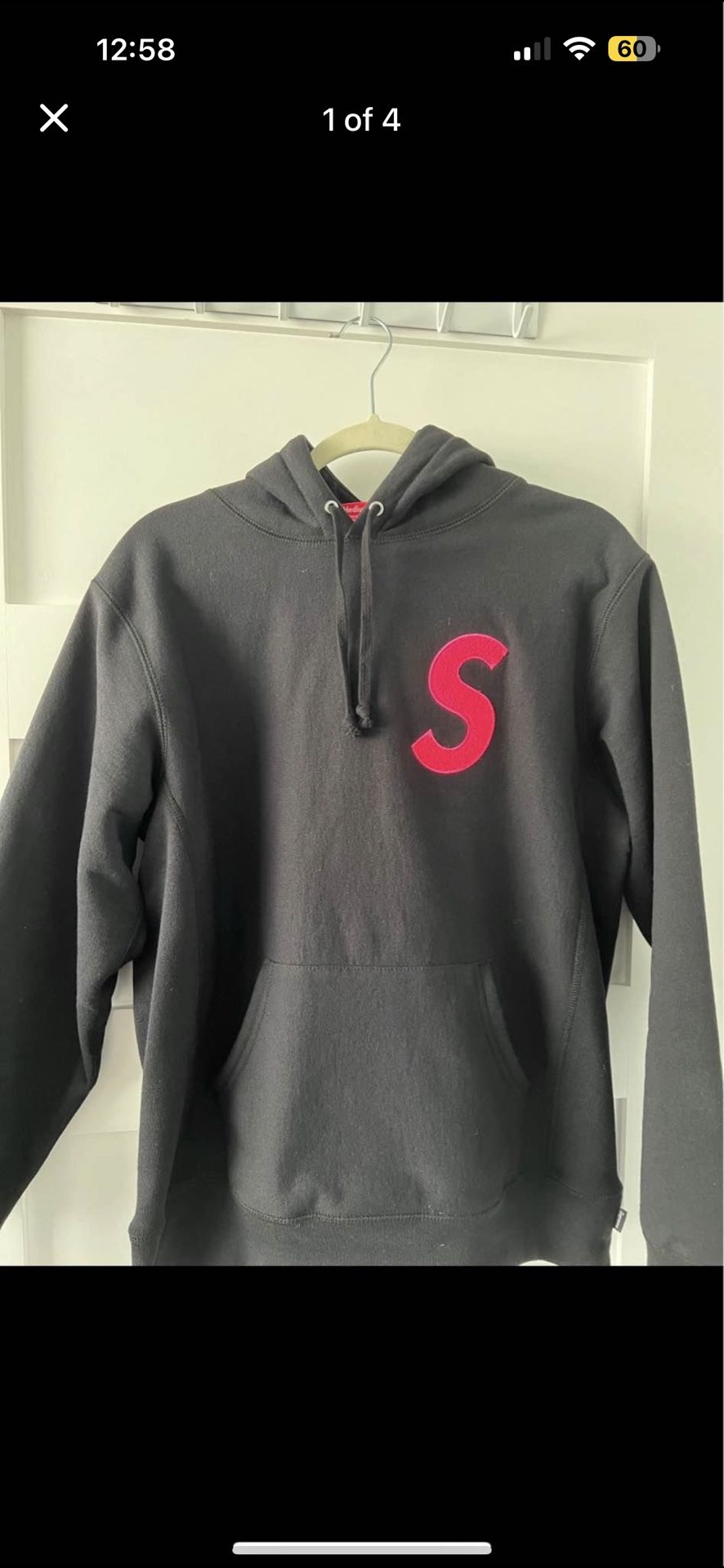 Supreme Black and pink s logo hoodie (fw19)