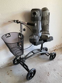 Knee Scooter + 2 Adjustable Walking Boots Bundle – Mobility Set