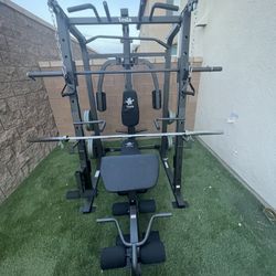 Vesta Fitness Smith Machine 1001 w/Bench Attachment | 245lb Cast Iron Olympic Weights | 7ft Olympic Bar | Fitness | Gym Equipment | FREE DELIVERY 🚚 