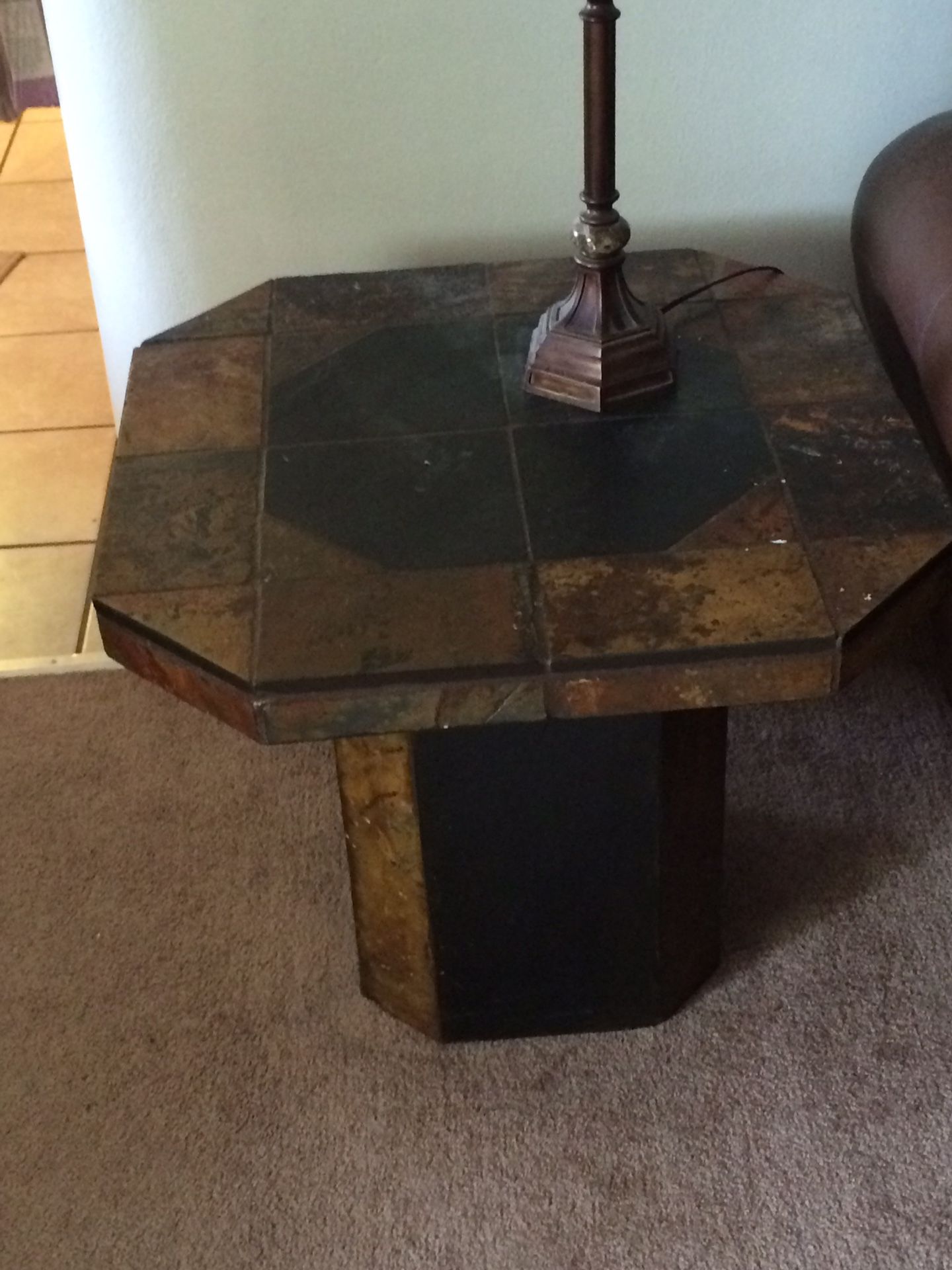 Slate end table