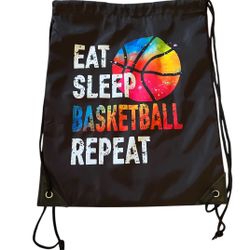 Eat Sleep Basketball Repeat Drawstring Bag
