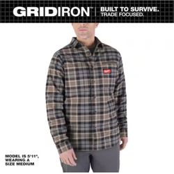 Milwaukee Men's X-Large Gray GRIDIRON Flannel Shirt