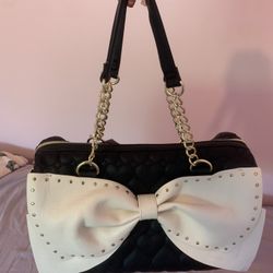 Betsey Johnson Black Bag w White Bow