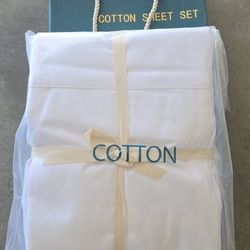 King Sheet Set 100% Cotton White 