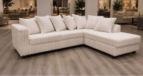 Sectional sofa beige fluffy