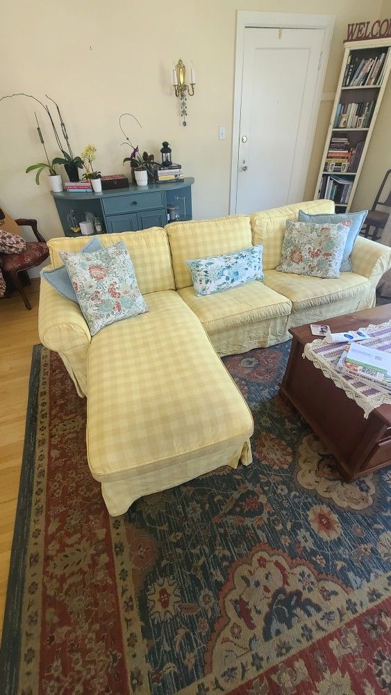 IKEA Ektorp Sofa With Chaise Plus Matching Chair And Ottoman