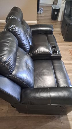 Espresso Faux leather couch/loveseat