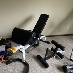 Flat / Incline / Decline Workout Bench With Leg Extension And Bicep Curl Heavy Duty Adjustable