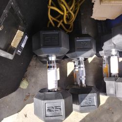 25lb Rubber Hex Dumbbells