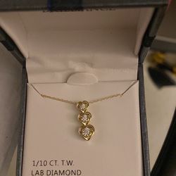 Three Heart Stud Necklace