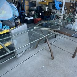 L Shaped Glass Table 