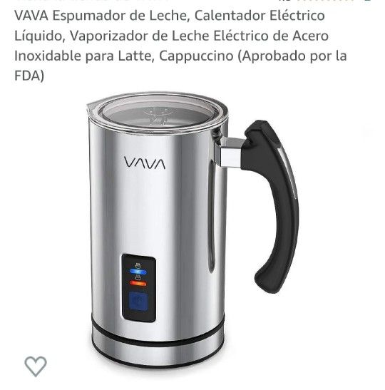 VAVA Espumador de Leche, Calentador Eléctrico Líquido, Vaporizador de Leche Eléctrico de Acero Inoxidable para Latte, Cappuccino (Aprobado por la FDA)