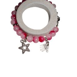 Handmade Beaded Stretch Bracelet With Charms