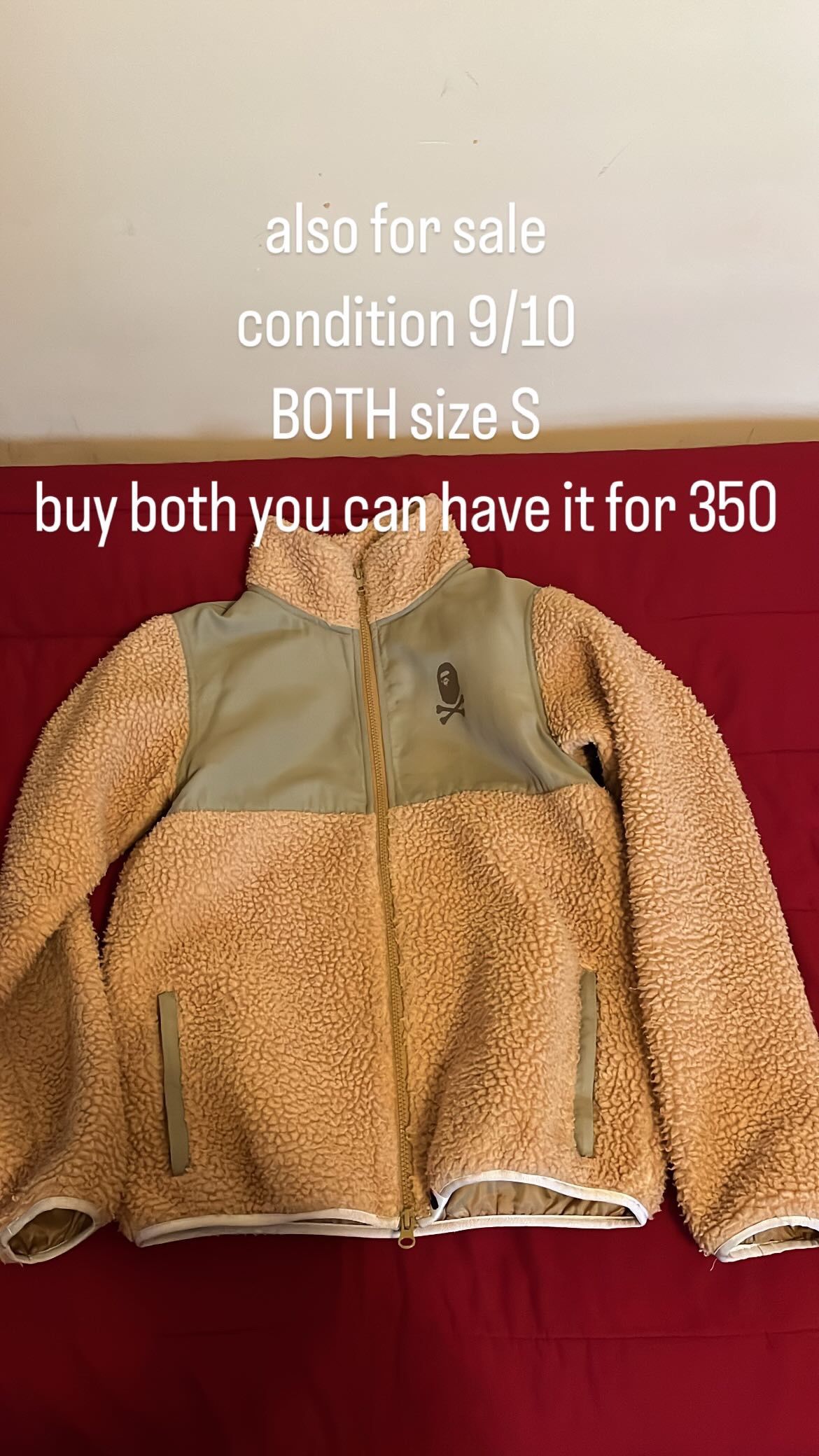 BAPE FLEECE JACKET, SMALL.