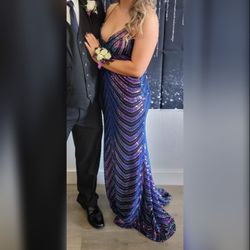 Multi-Colored Sequin Mermaid Prom Dress