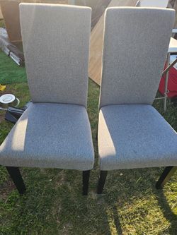 2 Gray Upholstered Dining Chairs