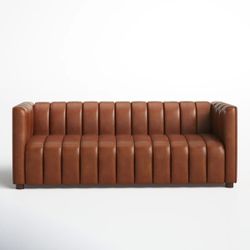 Anorea 83'' Genuine Leather Channel Tufted Sofa brand new $600 cash