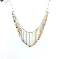 14Kt Tri Color Gold 18” Bead Necklace 7.50g 219692127