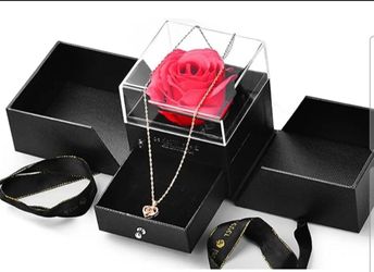 Genhoo Handmade preserved rose jewelry - 925 silver necklace jewelry gift box
