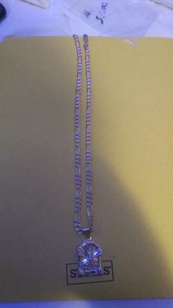 14 karat gold Figueroa with religious peace charm