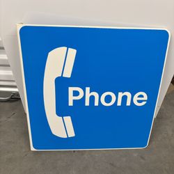 Vintage 2 Sided Public Telephone Advertisement Sign Plastic  18x18 in