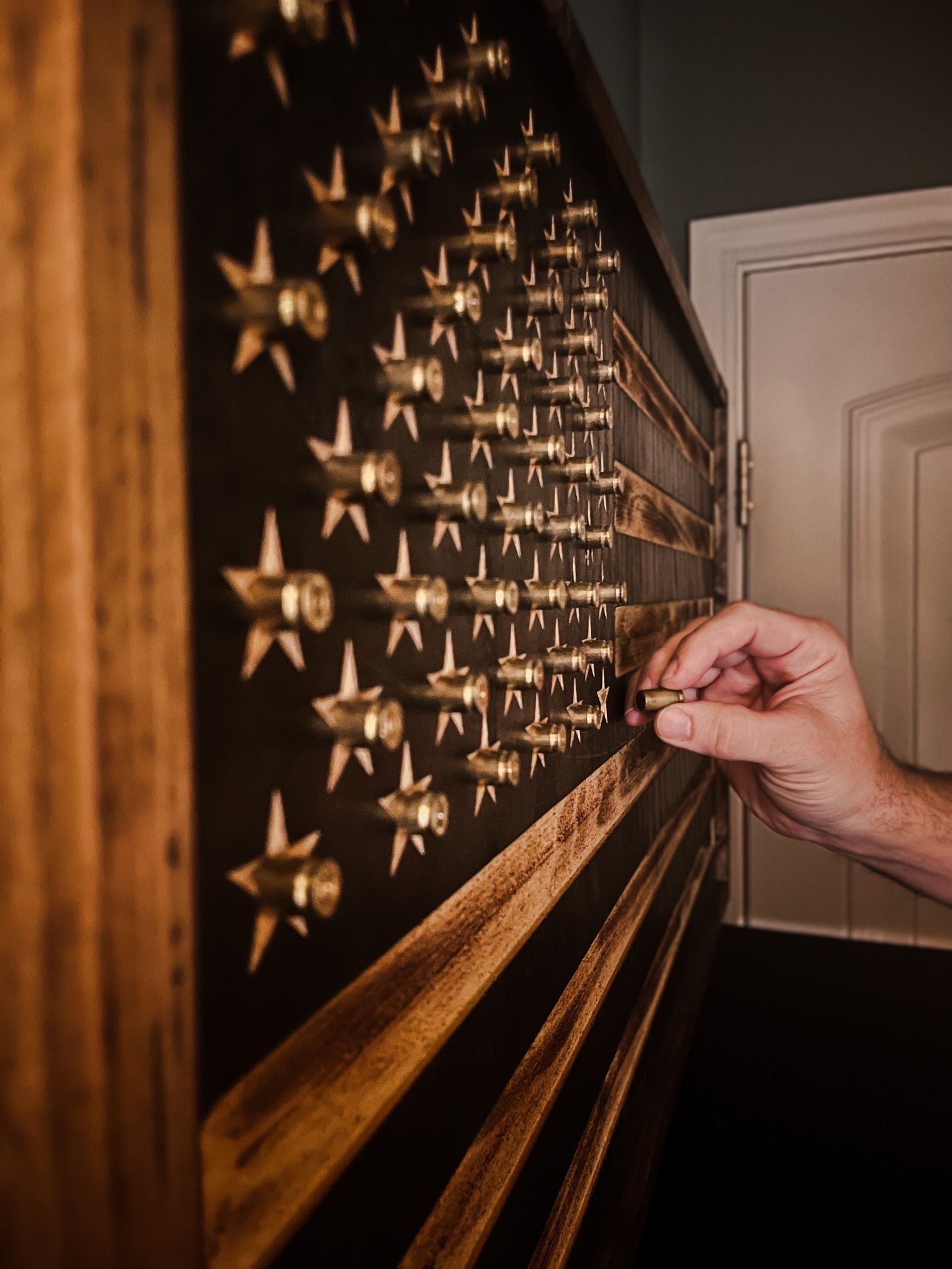 Flag Faced Concealment Cabinet Using Spent Brass Magnetic Key