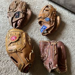 Baseball And Softball Gloves Mostly Righty Some Lefty RHT LHT Right-handed Left-handed Adult And Youth