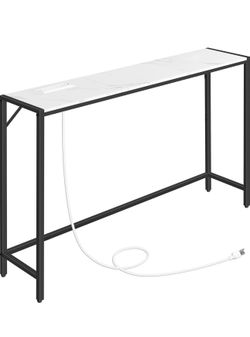 .3”Console Table with Outlet, Narrow Sofa Table, Entryway Table with Display Shelf, Behind Couch Table, Long Sofa Side Table, for Living Room, Hallway