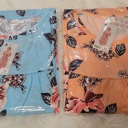 2 PACK NIGHTGOWNS
FOR WOMEN FLARE SHORT
SLEEVE FLORAL SLEEPSHIRTS 
SLEEPWEAR S/M