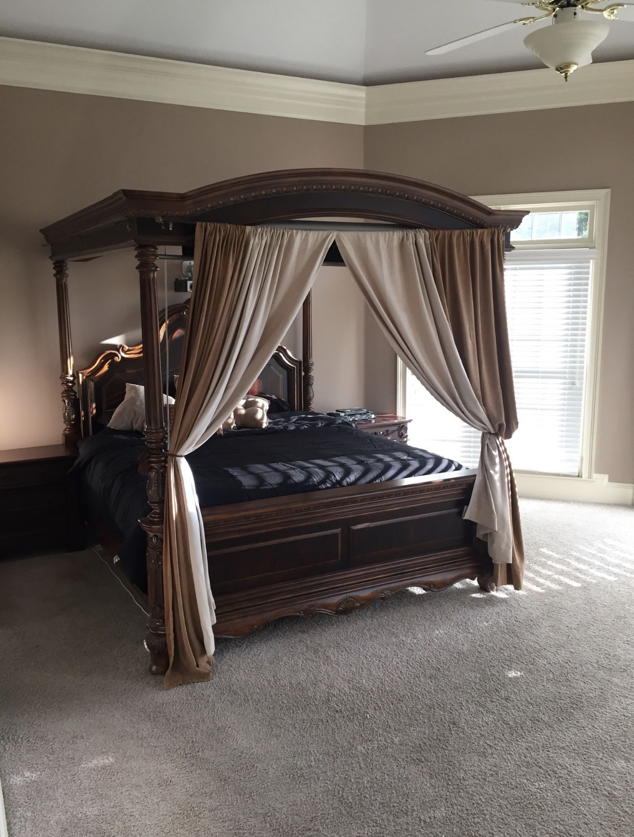 King Canopy Bed Frame With Build In Projector Screen