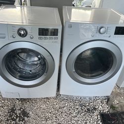 LG Washer And Dryer Set Front Load White Working Perfectly Fine 