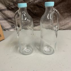 Pair Of Clear Glass Storage Containers 